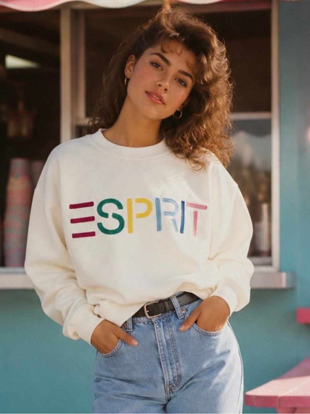 Esprit Crewneck Sweatshirt with Multicolor Logo.